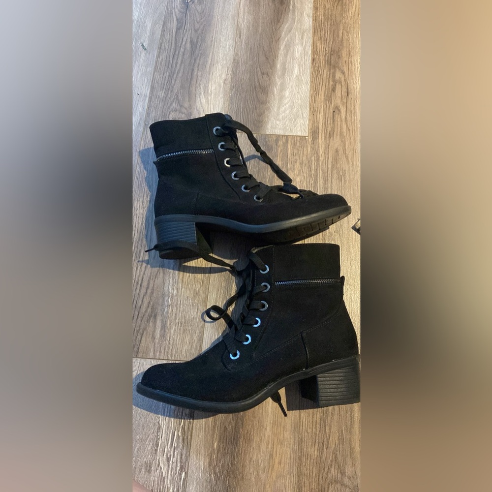 Black Lace-Up Ankle Boots